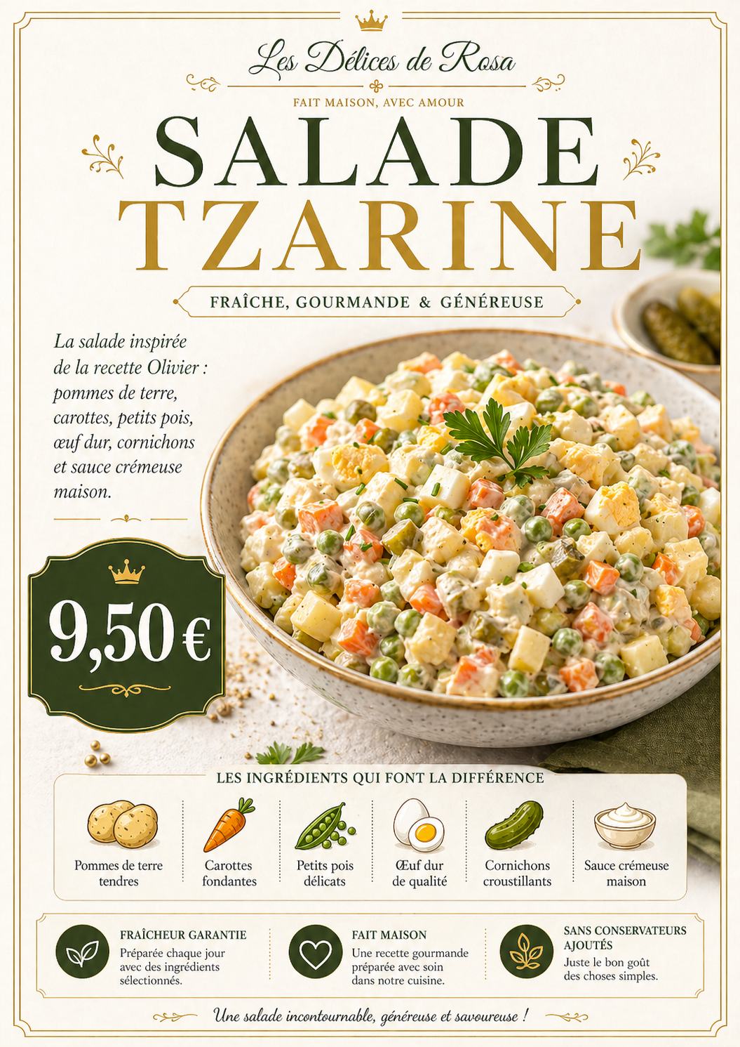 Fiche de la salade Tzarine des Délices de Rosa